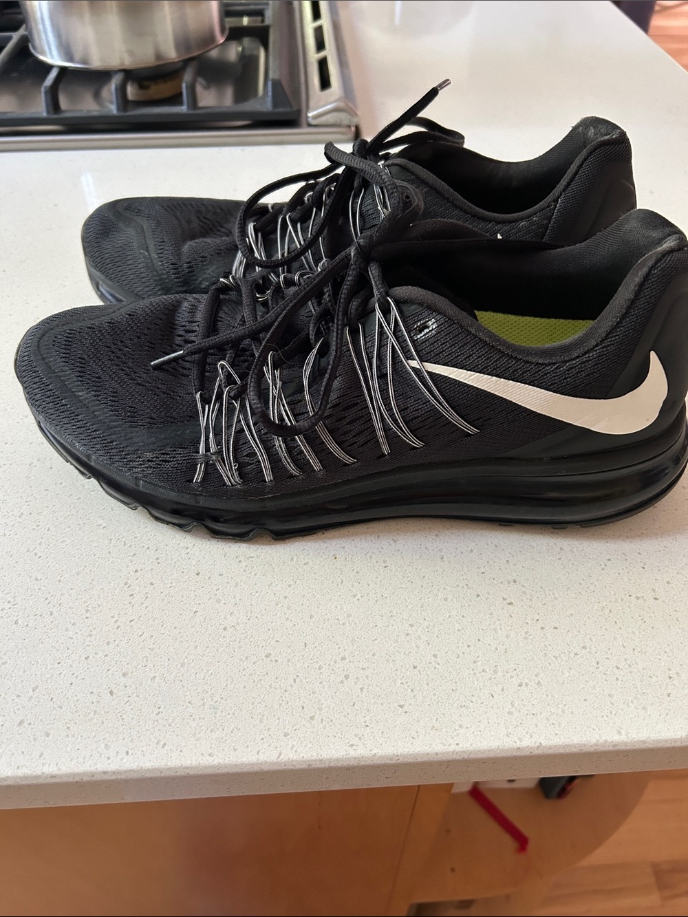 Nike Air Max Men’s Black Running Shoes with White Swoosh